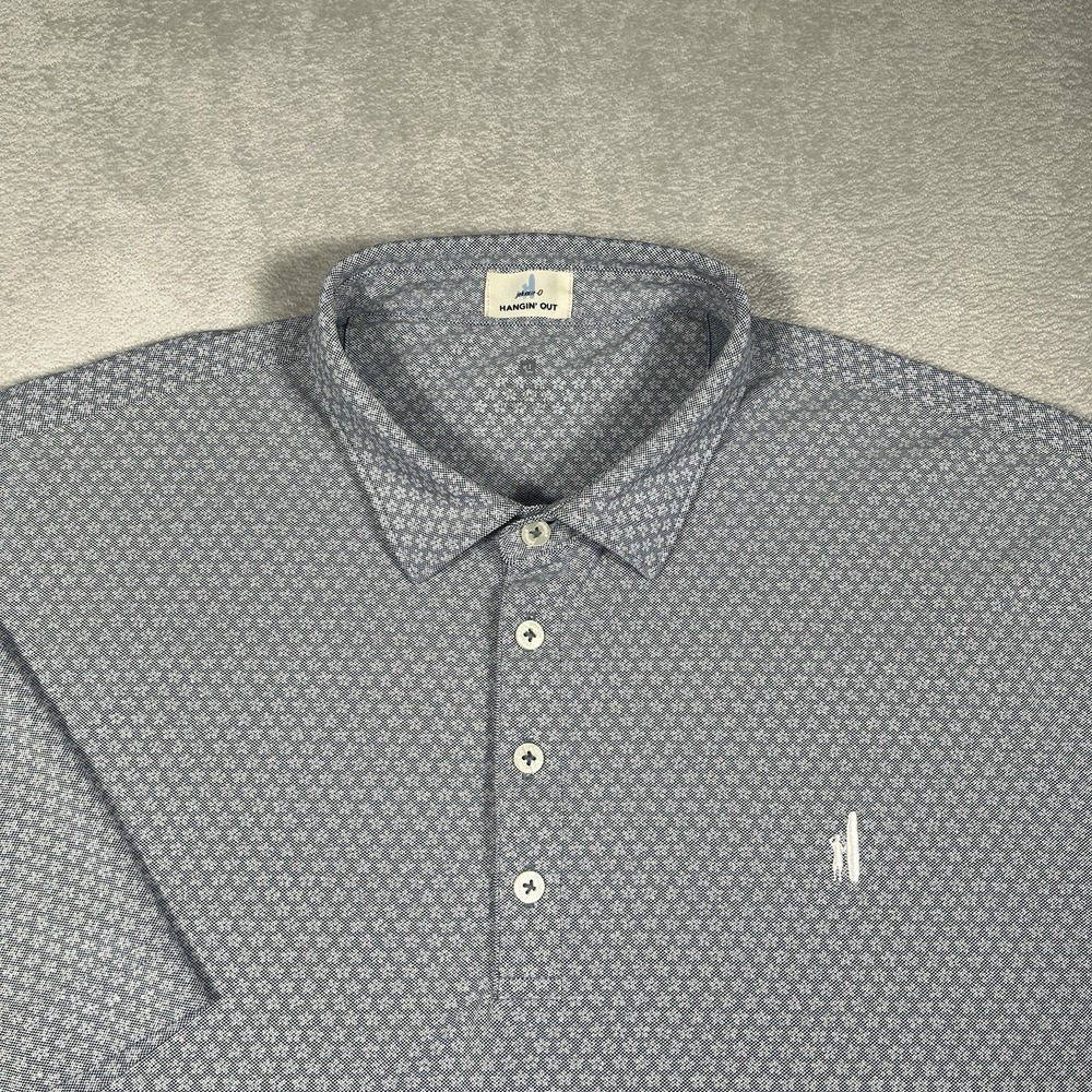 johnnie-O Men Polo Shirt Hangin' Out Performance Golf Blue Gray XL Performance